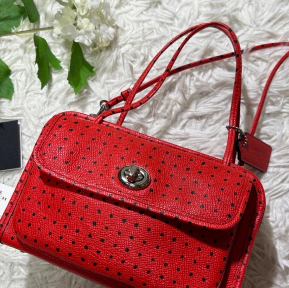 Coach Red Polka Dot Women's Bag and Wallet Set NEVER USED